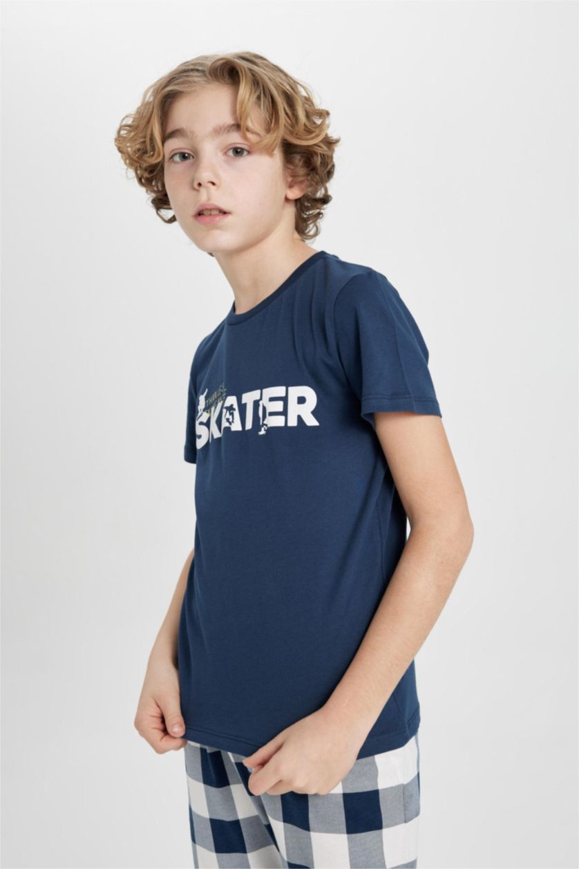 BOYS & TEENS Indigo Boy Printed Short Sleeve 2 Piece Pajama Set