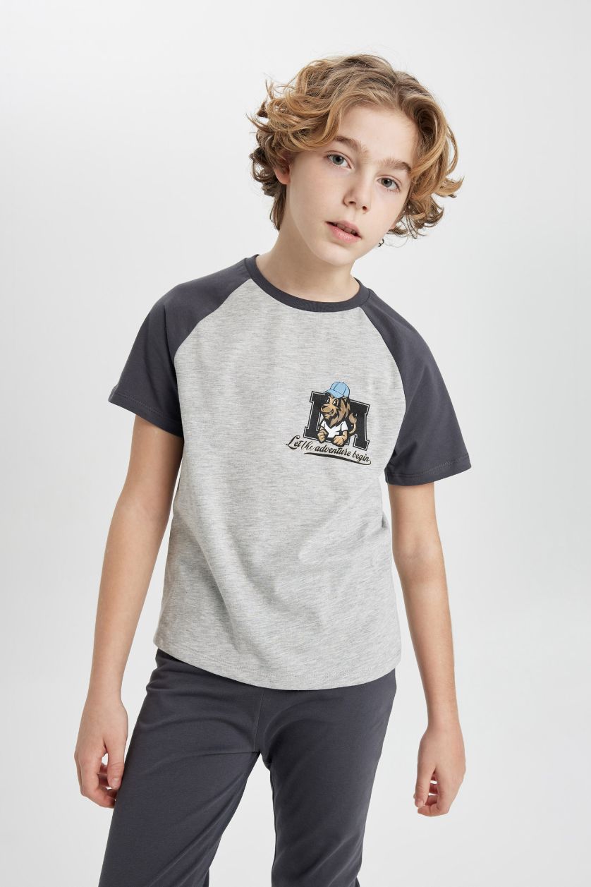 BOYS & TEENS Anthracite Boy Printed 2 Piece Pajama Set