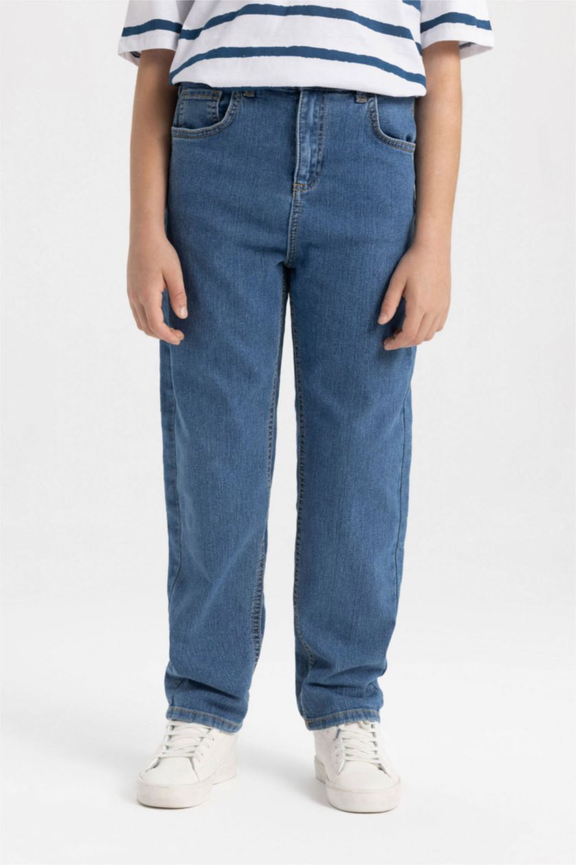 Мальчики и подростки Голубрй Джинсы для мальчиков, Школьная коллекция