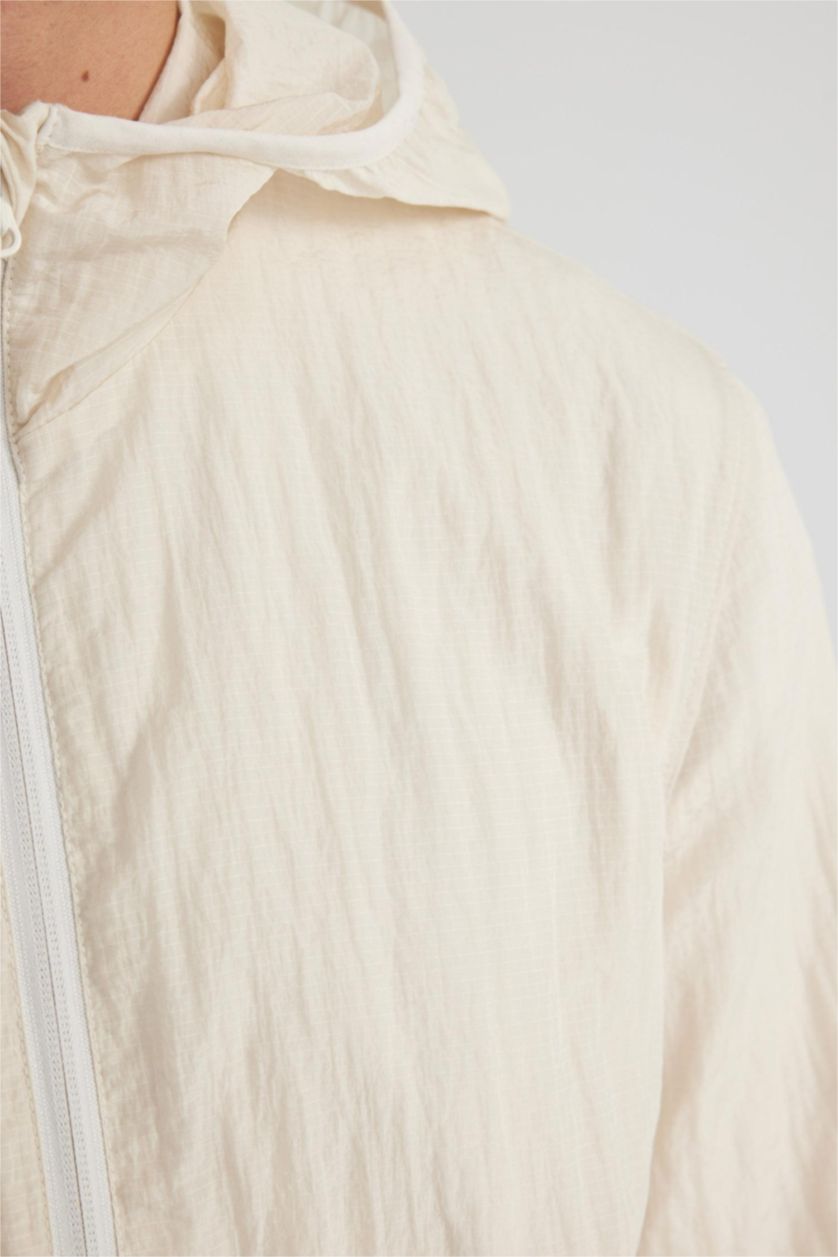 Man Light Stone Regular Fit Hooded Raincoat