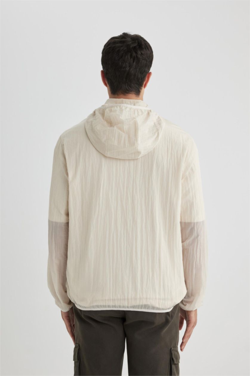 Man Light Stone Regular Fit Hooded Raincoat