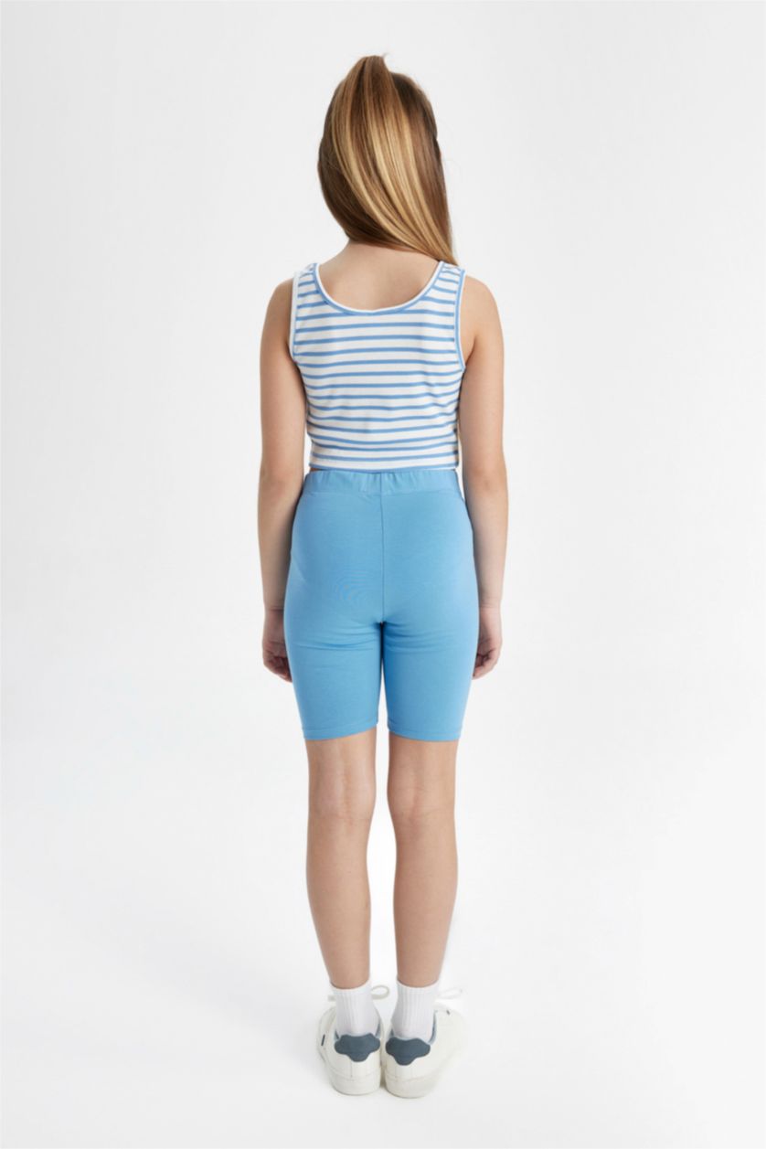 Kız Çocuk - Genç Kız Mavi Kısa Boy Tayt Kız Çocuk