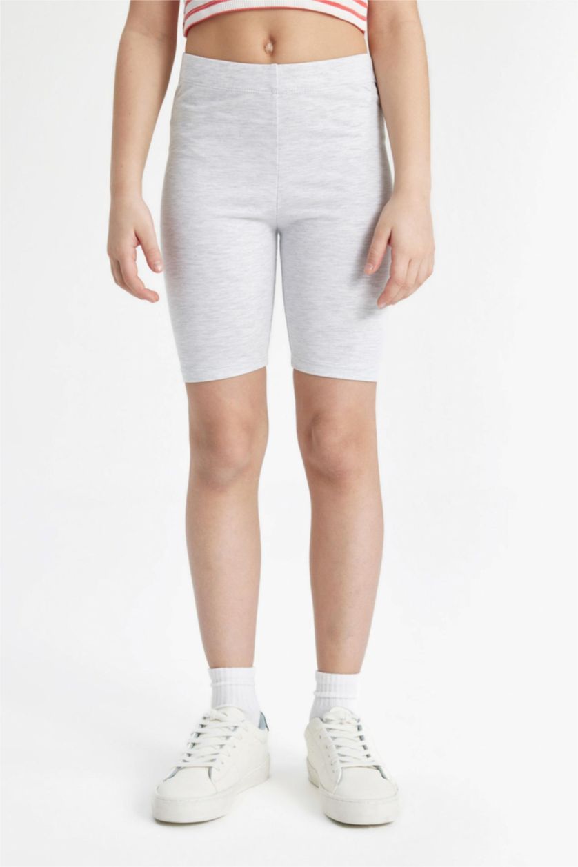 GIRLS & TEENS Light Grey Melange Girl Biker Short Leggings