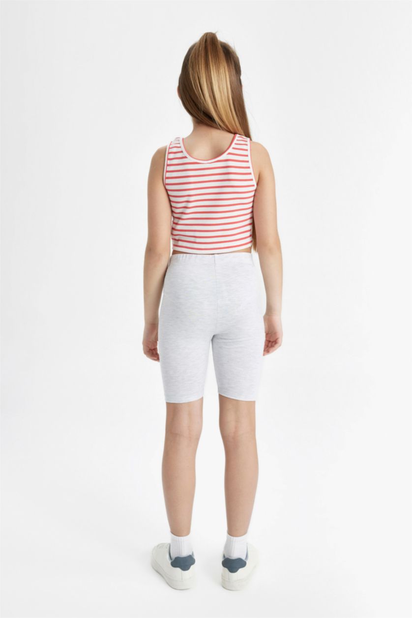 GIRLS & TEENS Light Grey Melange Girl Biker Short Leggings