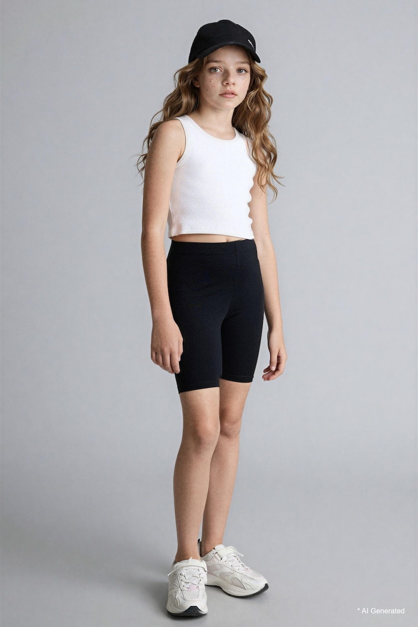 بنات أسود Girl Biker Short Leggings