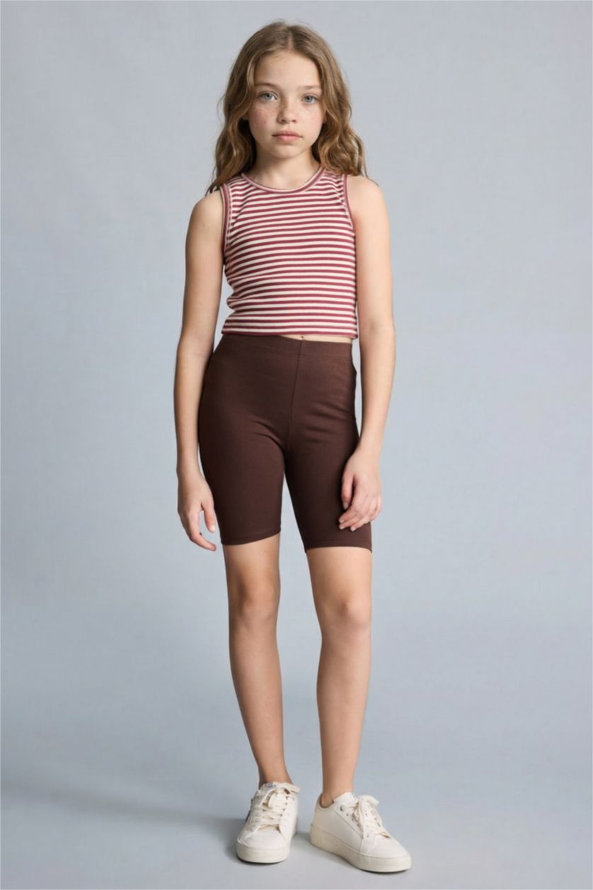 Kız Çocuk - Genç Kız Kahve Kısa boy Tayt Kız Çocuk