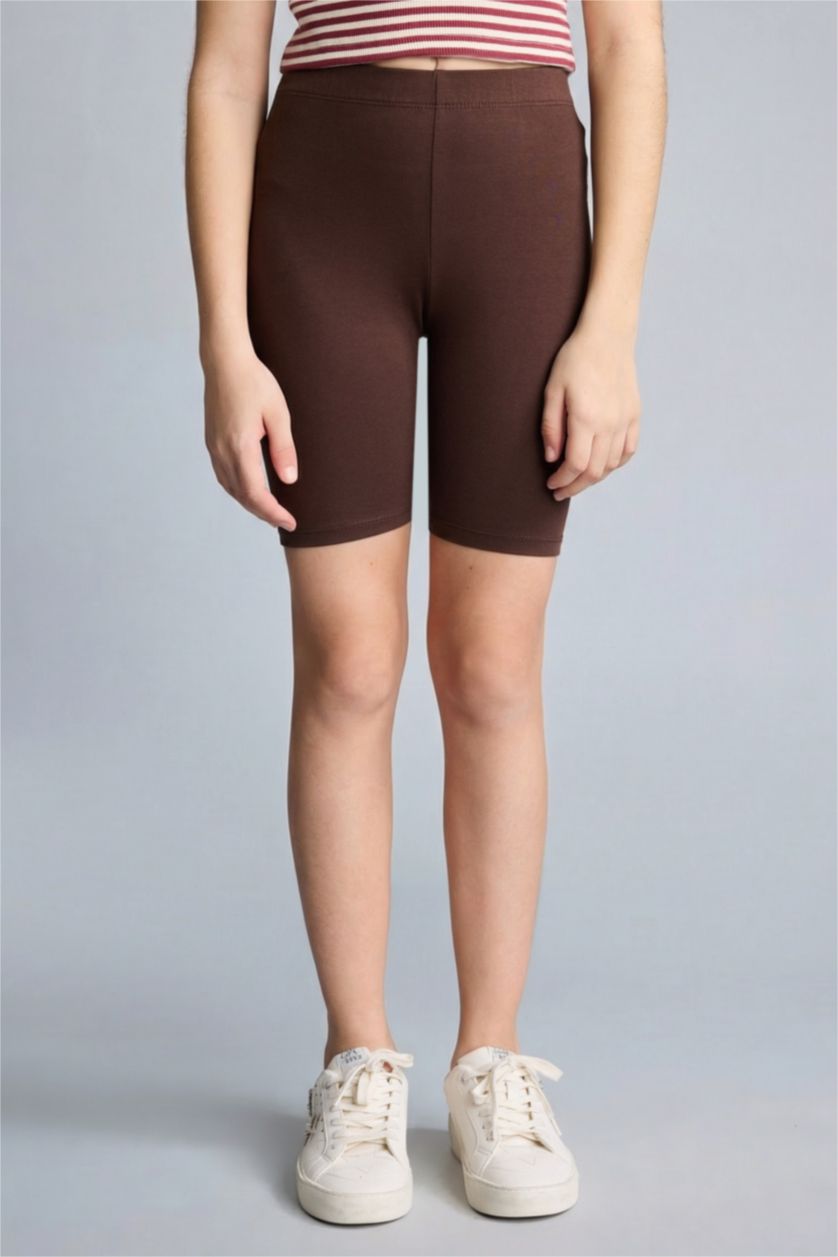 Kız Çocuk - Genç Kız Kahve Kısa boy Tayt Kız Çocuk