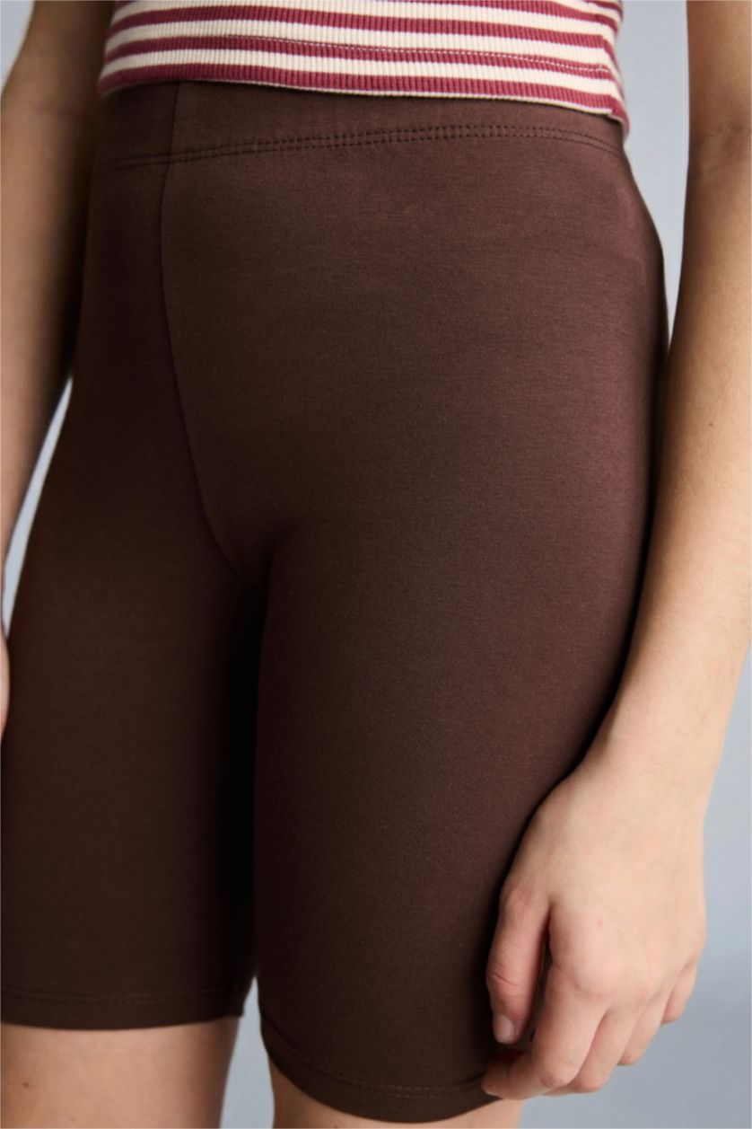 Kız Çocuk - Genç Kız Kahve Kısa boy Tayt Kız Çocuk