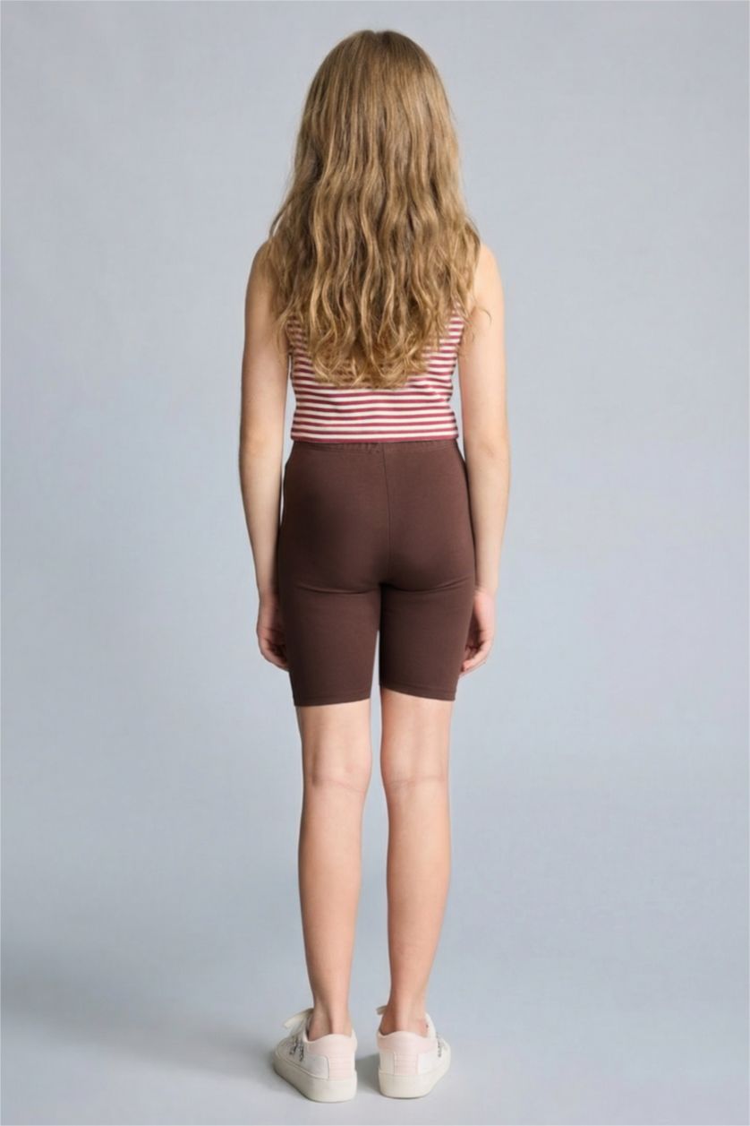 Kız Çocuk - Genç Kız Kahve Kısa boy Tayt Kız Çocuk