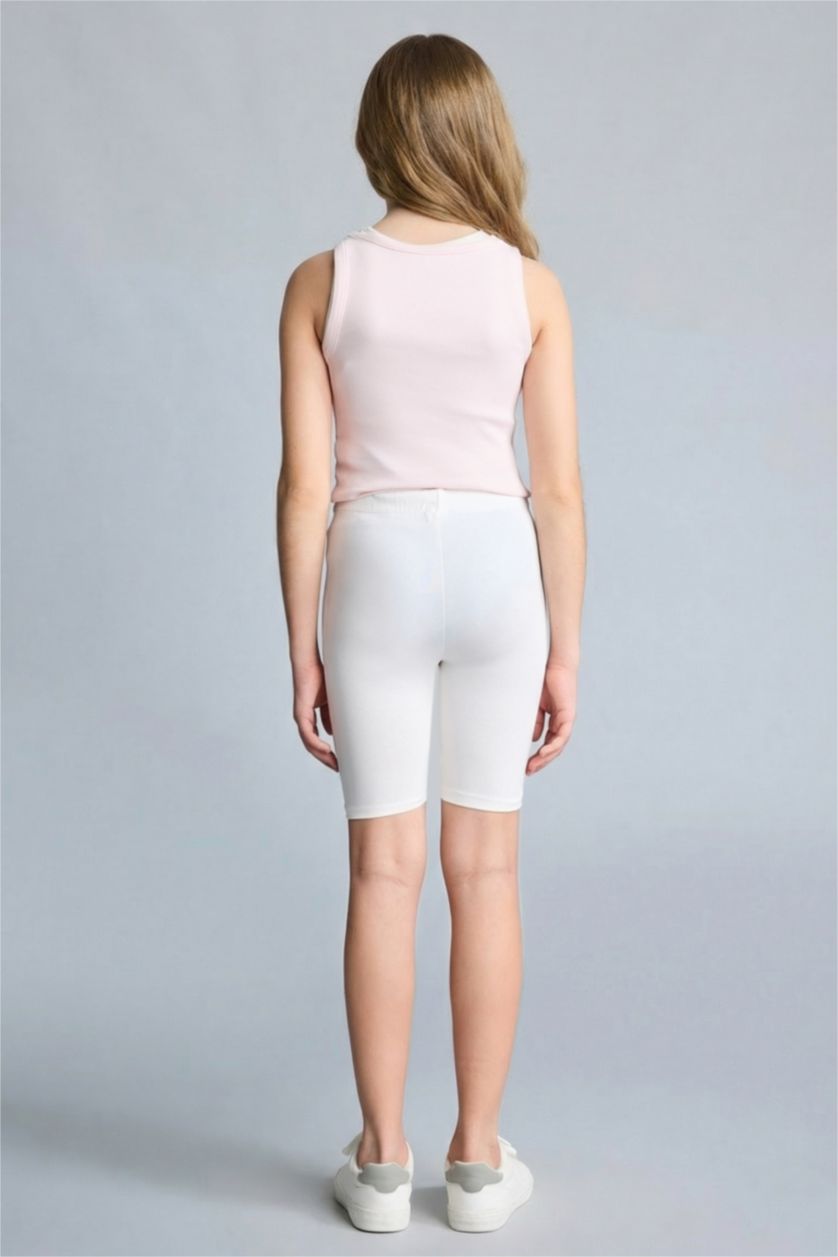 Kız Çocuk - Genç Kız Ekru Kısa Boy Tayt Kız Çocuk