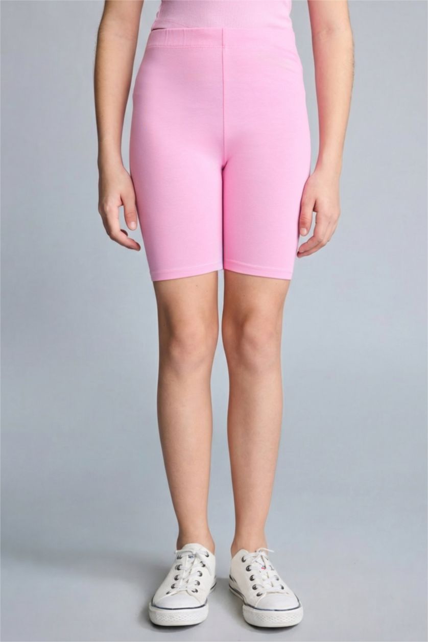 Kız Çocuk - Genç Kız Pembe Kısa boy Tayt Kız Çocuk