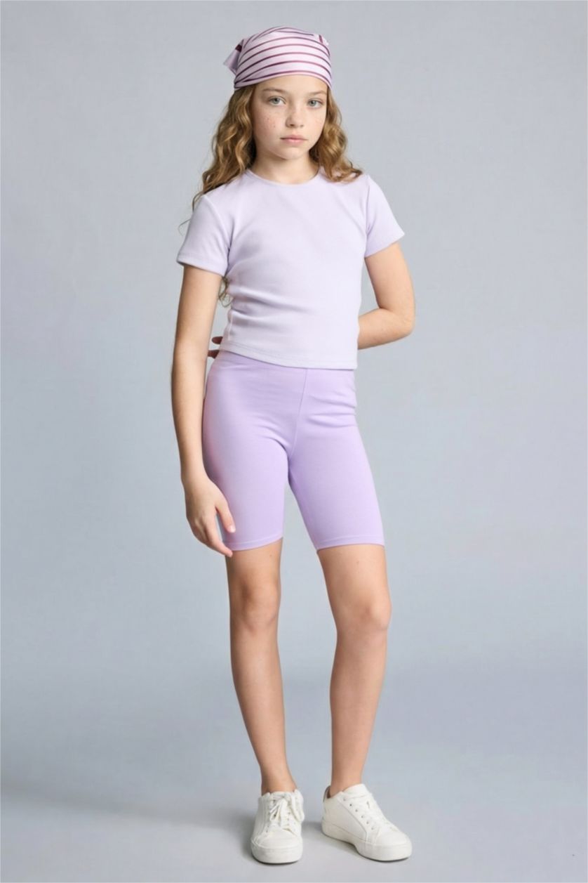 Kız Çocuk - Genç Kız Lila Kısa boy Tayt Kız Çocuk