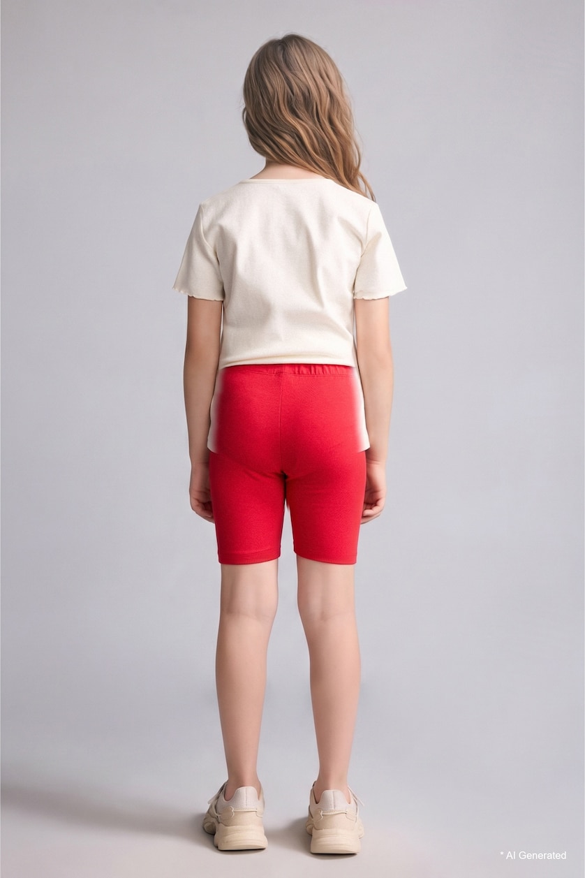 GIRLS & TEENS Red Girl Biker Short Leggings