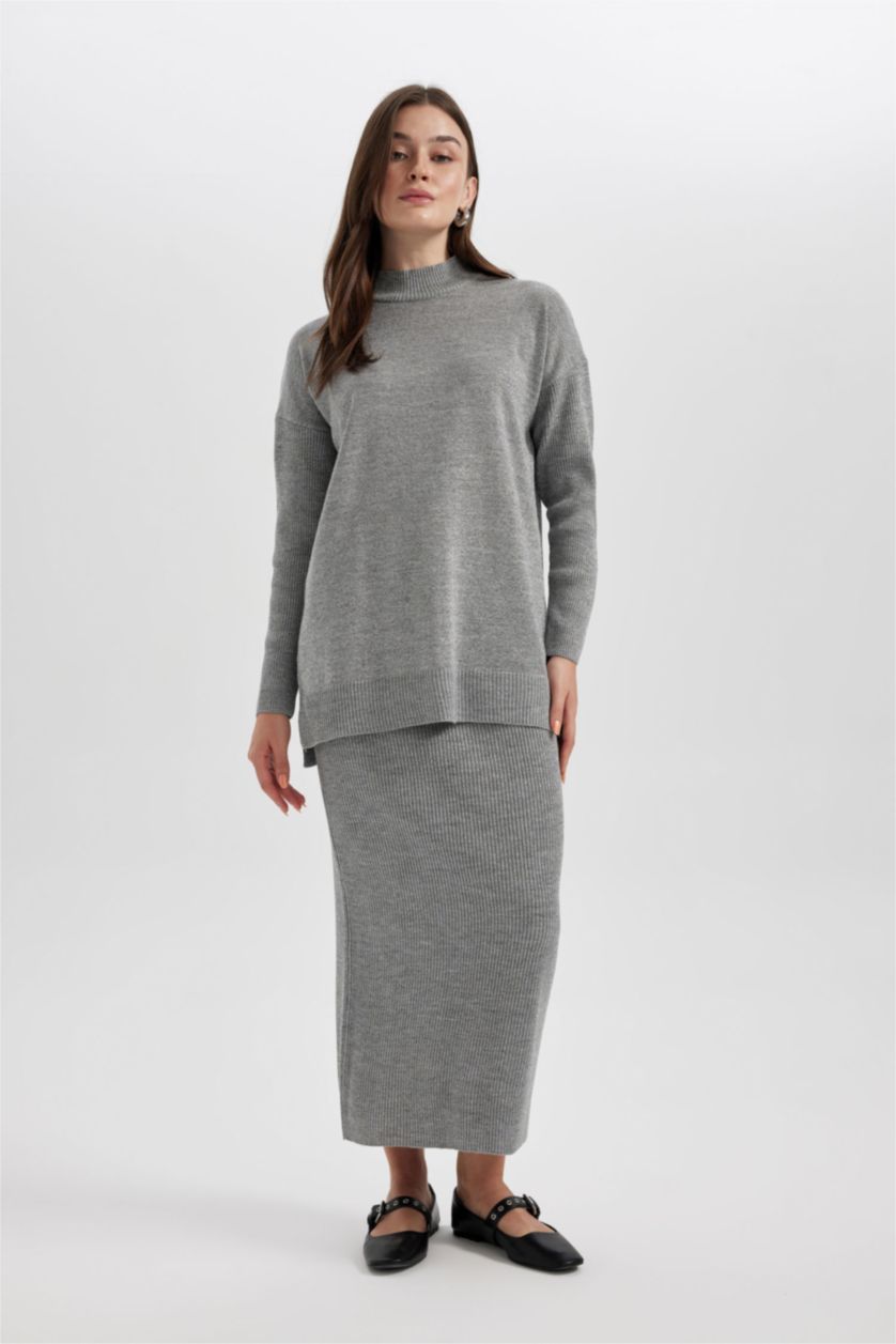 WOMAN Grey Regular Fit Skirt