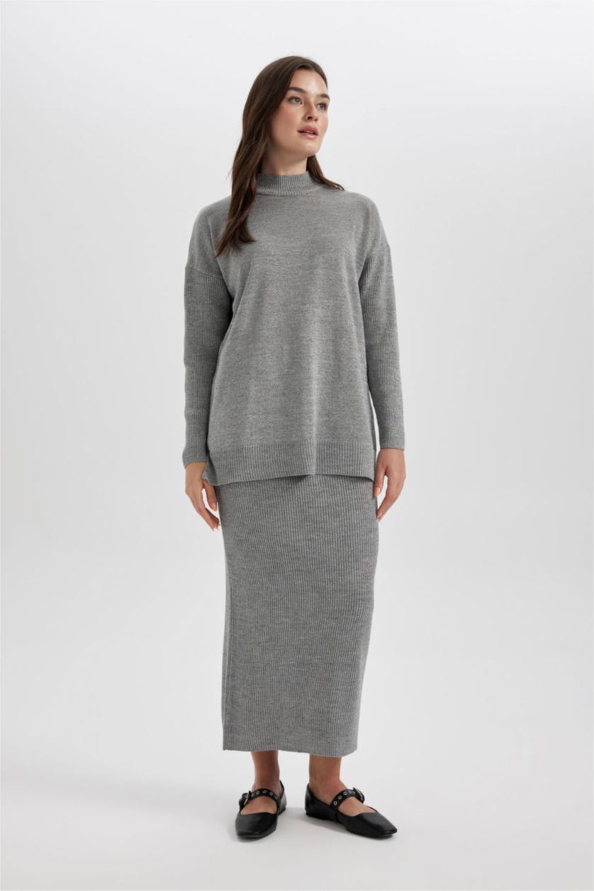 WOMAN Grey Regular Fit Skirt