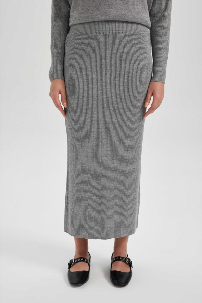 WOMAN Grey Regular Fit Skirt