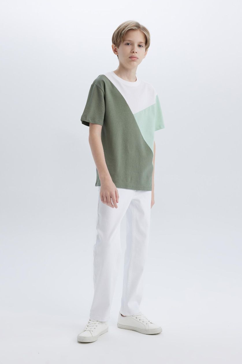 Erkek Çocuk - Genç Erkek Kırık Beyaz Straight Fit Düz Paça Basic Düz Jean Pantolon Erkek Çocuk