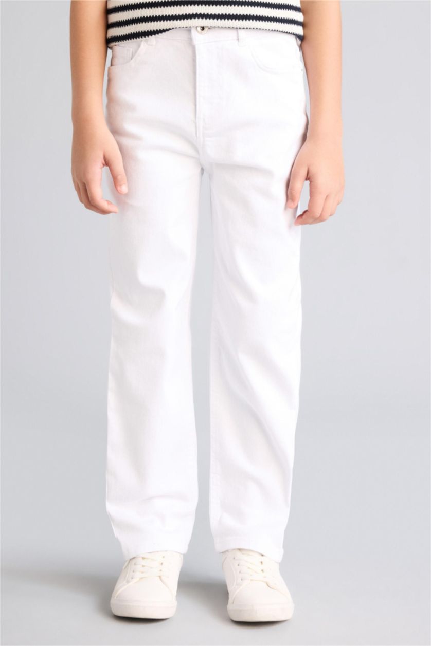 Erkek Çocuk - Genç Erkek Beyaz Straıght Fıt Jean Pantolon Erkek Çocuk