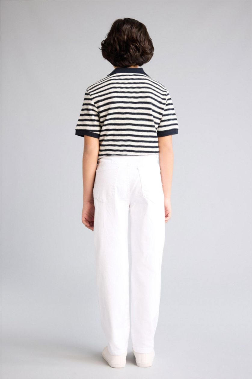 Erkek Çocuk - Genç Erkek Beyaz Straıght Fıt Jean Pantolon Erkek Çocuk