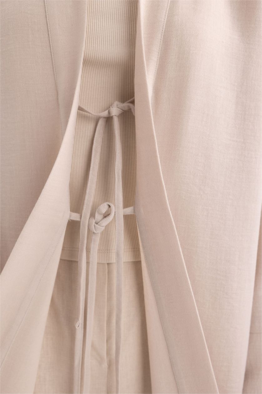 WOMAN Stone V-Neck Linen Look Kimono
