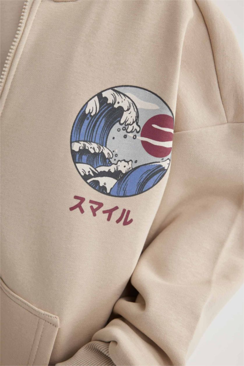 GIRLS & TEENS Beige Girl Thick Fabric Soft Sweat Cardigan Leggings 2 Piece Set