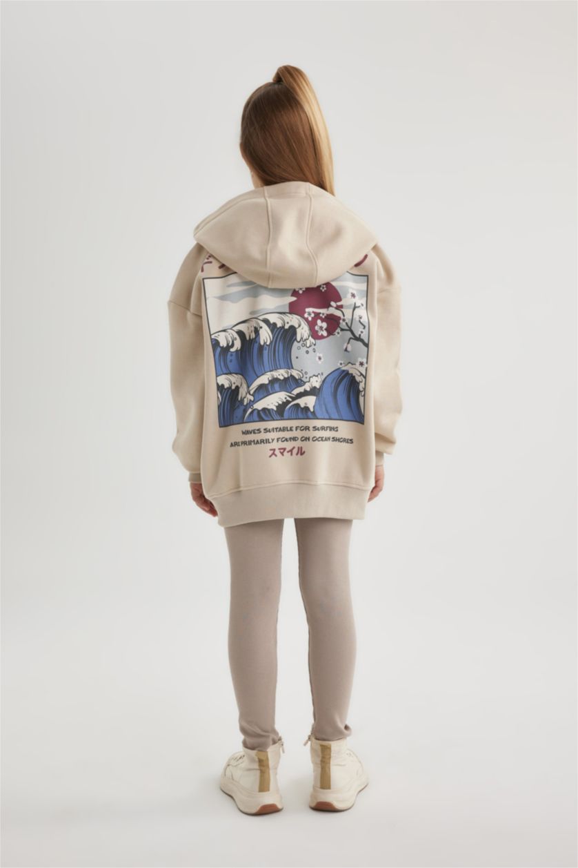 GIRLS & TEENS Beige Girl Thick Fabric Soft Sweat Cardigan Leggings 2 Piece Set