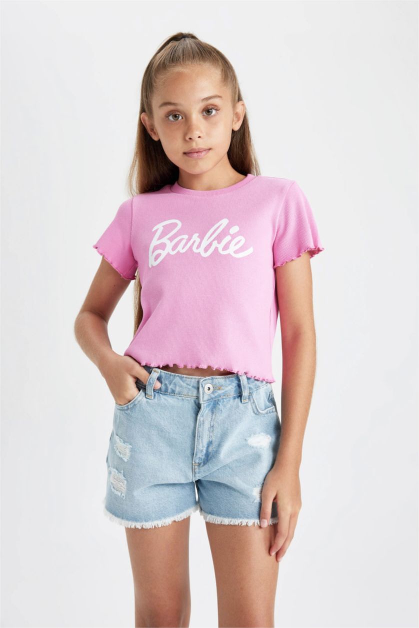 FILLES Rose Body Imprimé Barbie à Manches Courtes Pour Fille