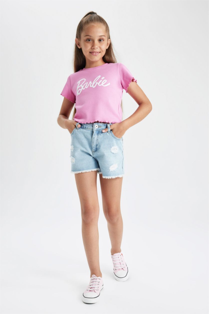 FILLES Rose Body Imprimé Barbie à Manches Courtes Pour Fille