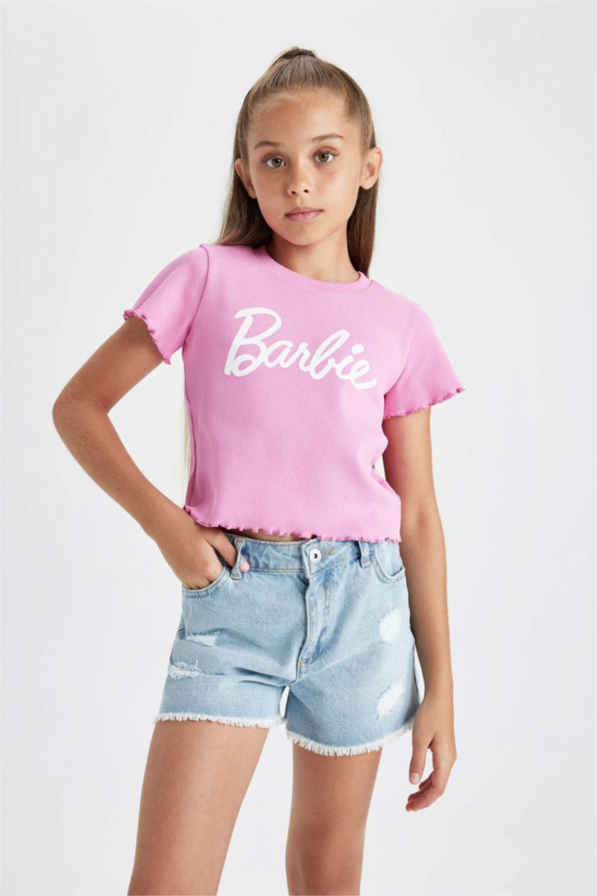 FILLES Rose Body Imprimé Barbie à Manches Courtes Pour Fille