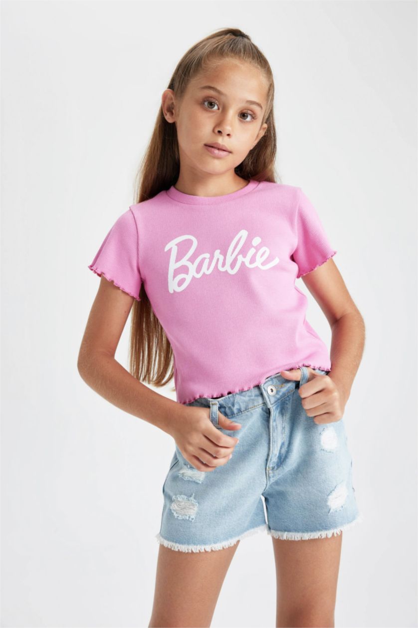 FILLES Rose Body Imprimé Barbie à Manches Courtes Pour Fille