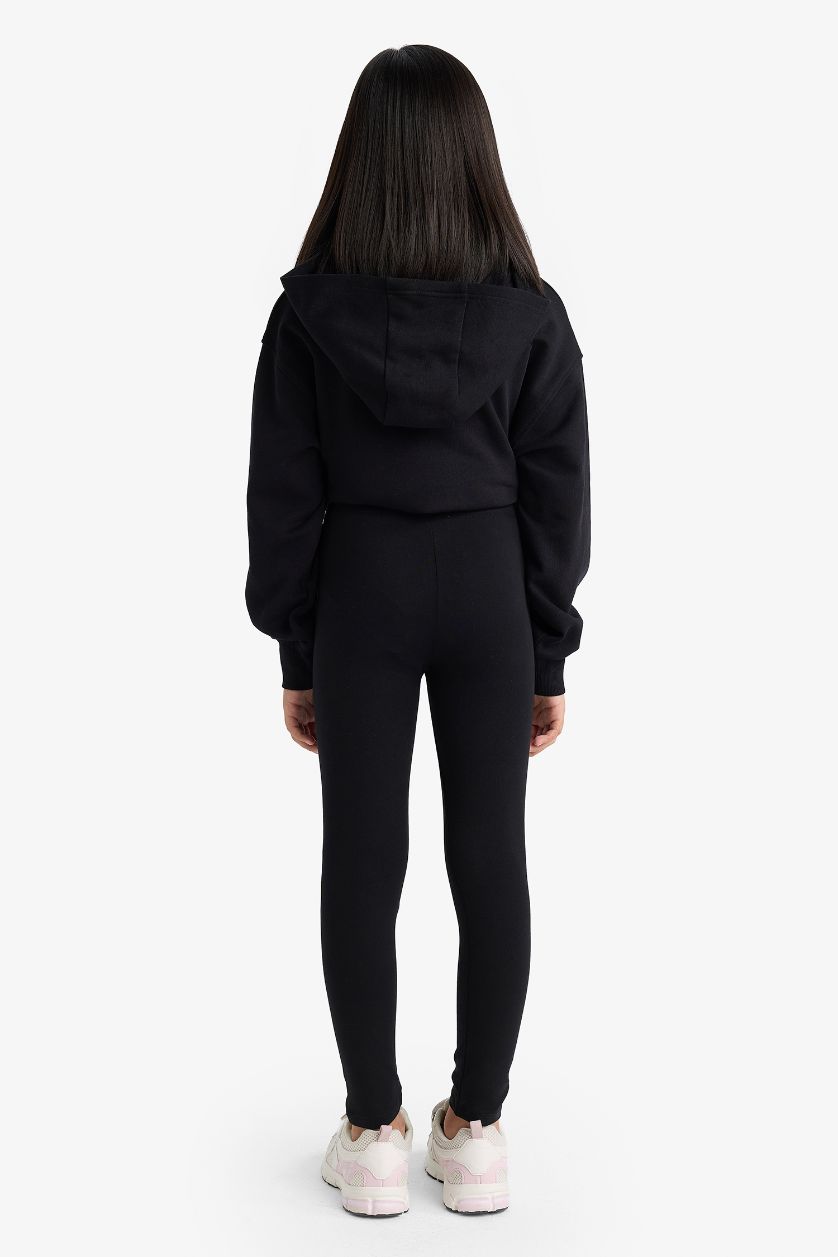 Kız Çocuk - Genç Kız Siyah Basic Düz Uzun Siyah Tayt Kız Çocuk