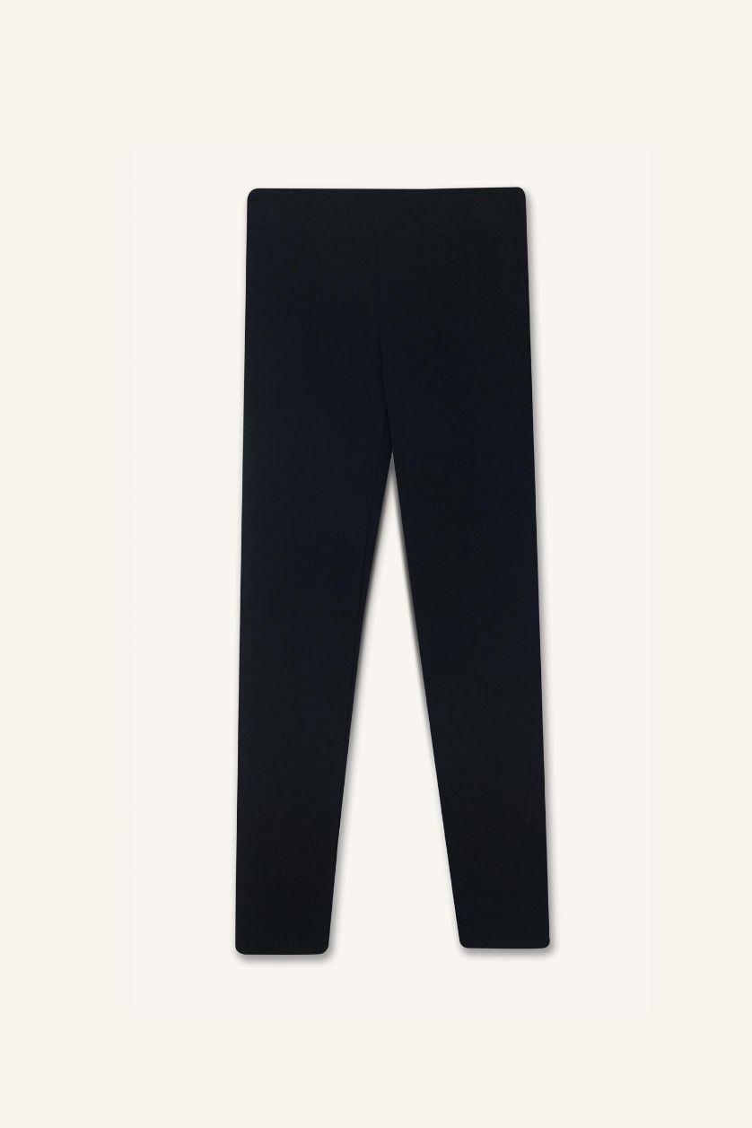 Kız Çocuk - Genç Kız Siyah Basic Düz Uzun Siyah Tayt Kız Çocuk