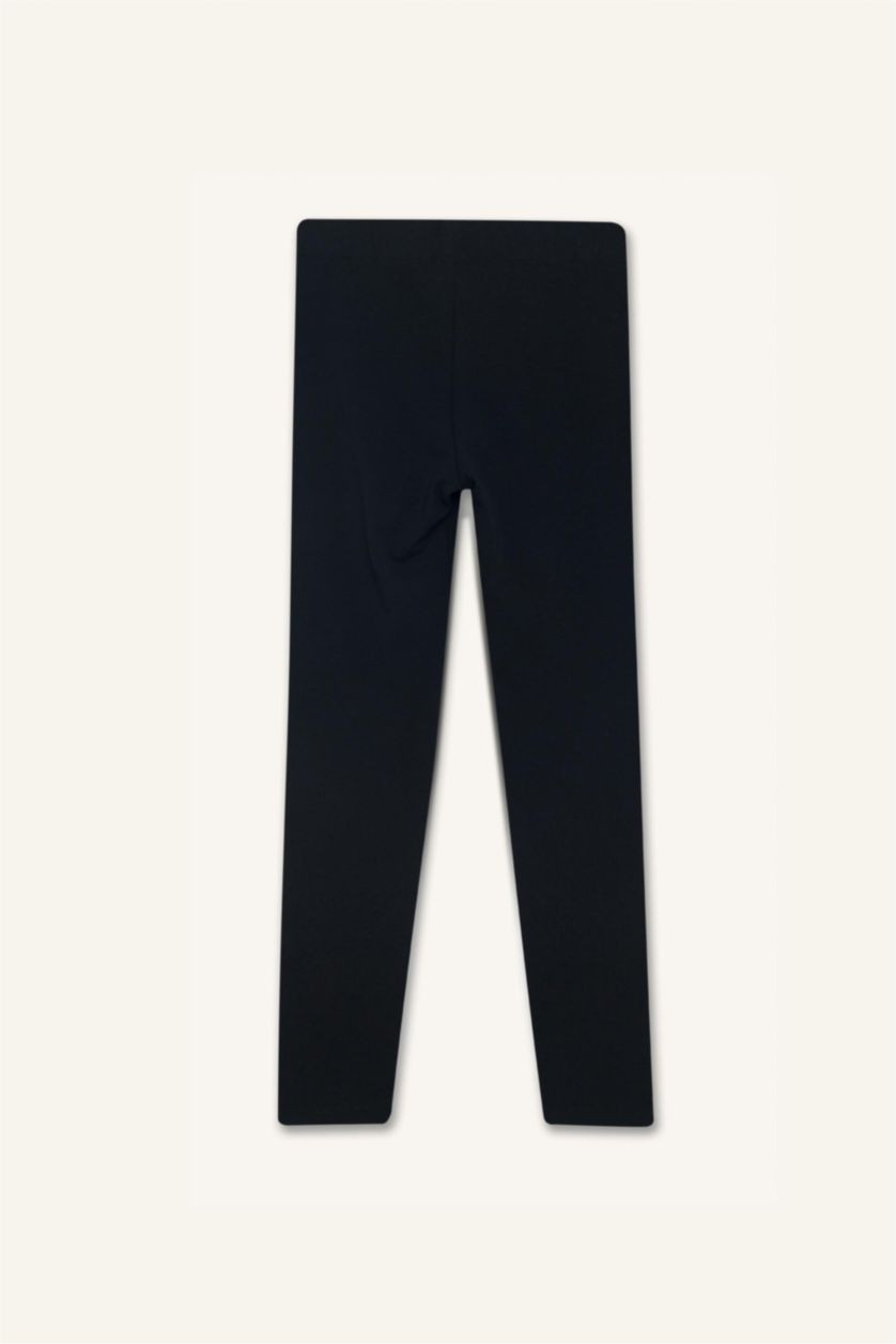 Kız Çocuk - Genç Kız Siyah Basic Düz Uzun Siyah Tayt Kız Çocuk