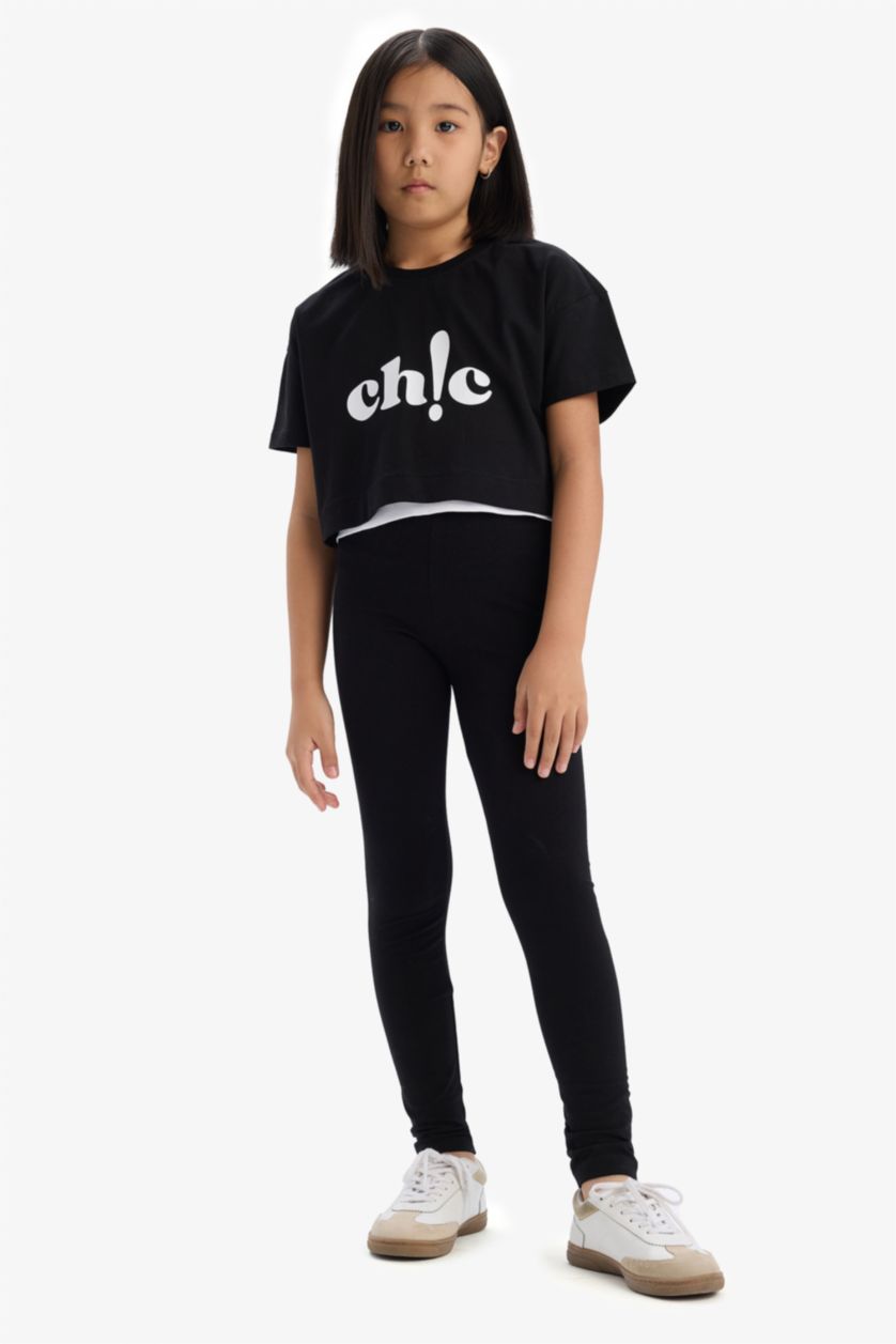 Kız Çocuk - Genç Kız Siyah Uzun Tayt Kız Çocuk