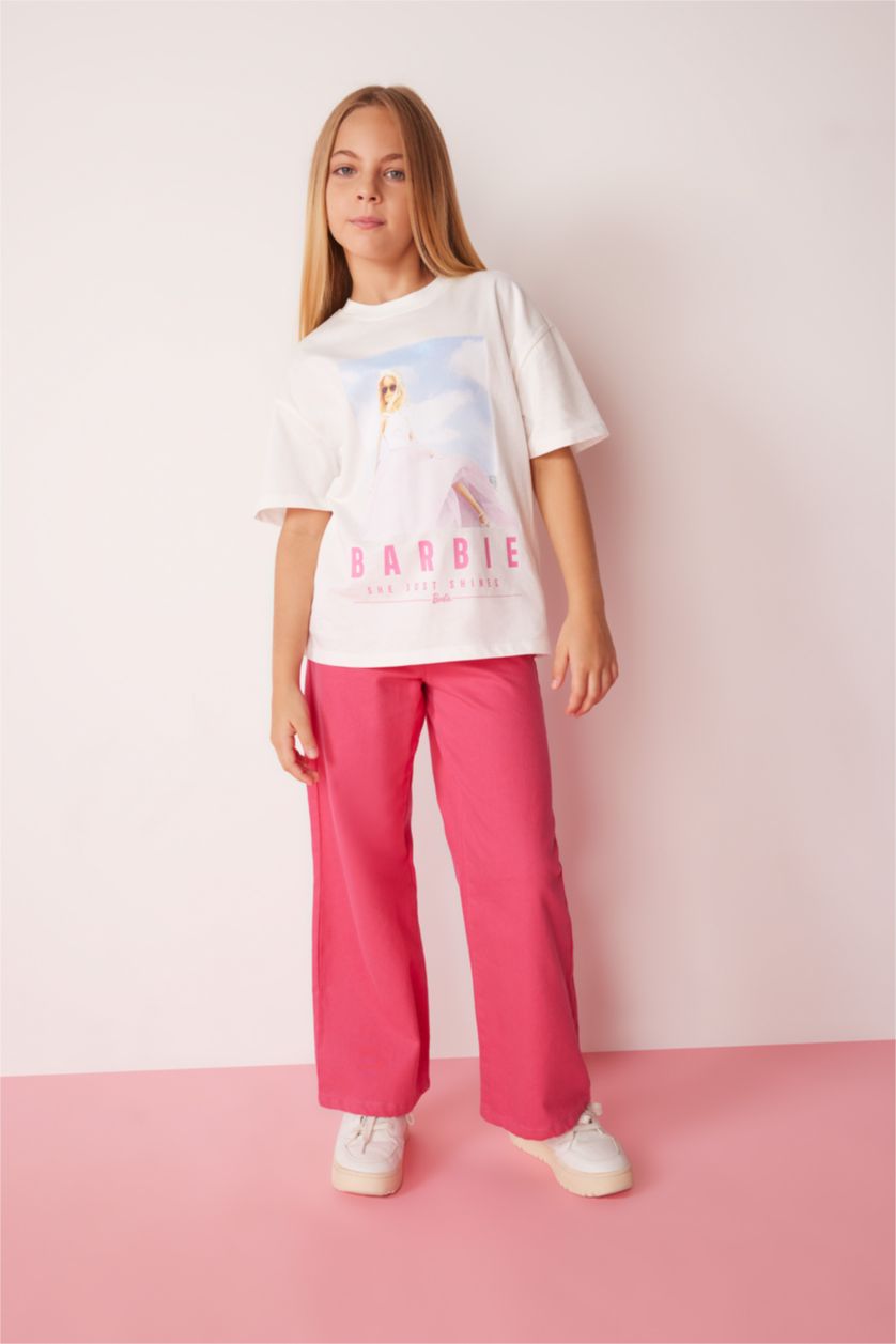 Девочки и подростки Бежевый Футболка оверсайз Barbie для девочек