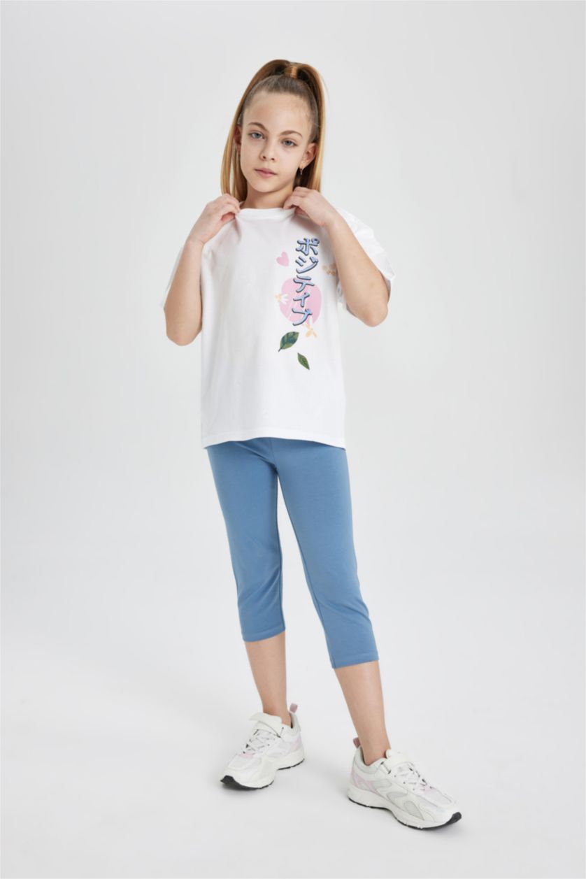 GIRLS & TEENS Blue Girl Capri Length Leggings