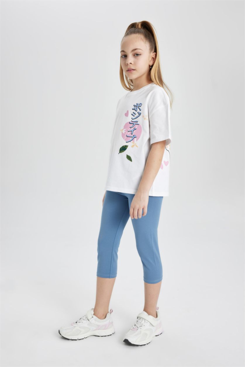 GIRLS & TEENS Blue Girl Capri Length Leggings