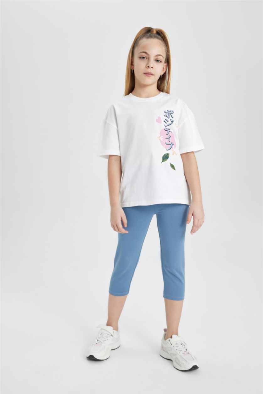 GIRLS & TEENS Blue Girl Capri Length Leggings