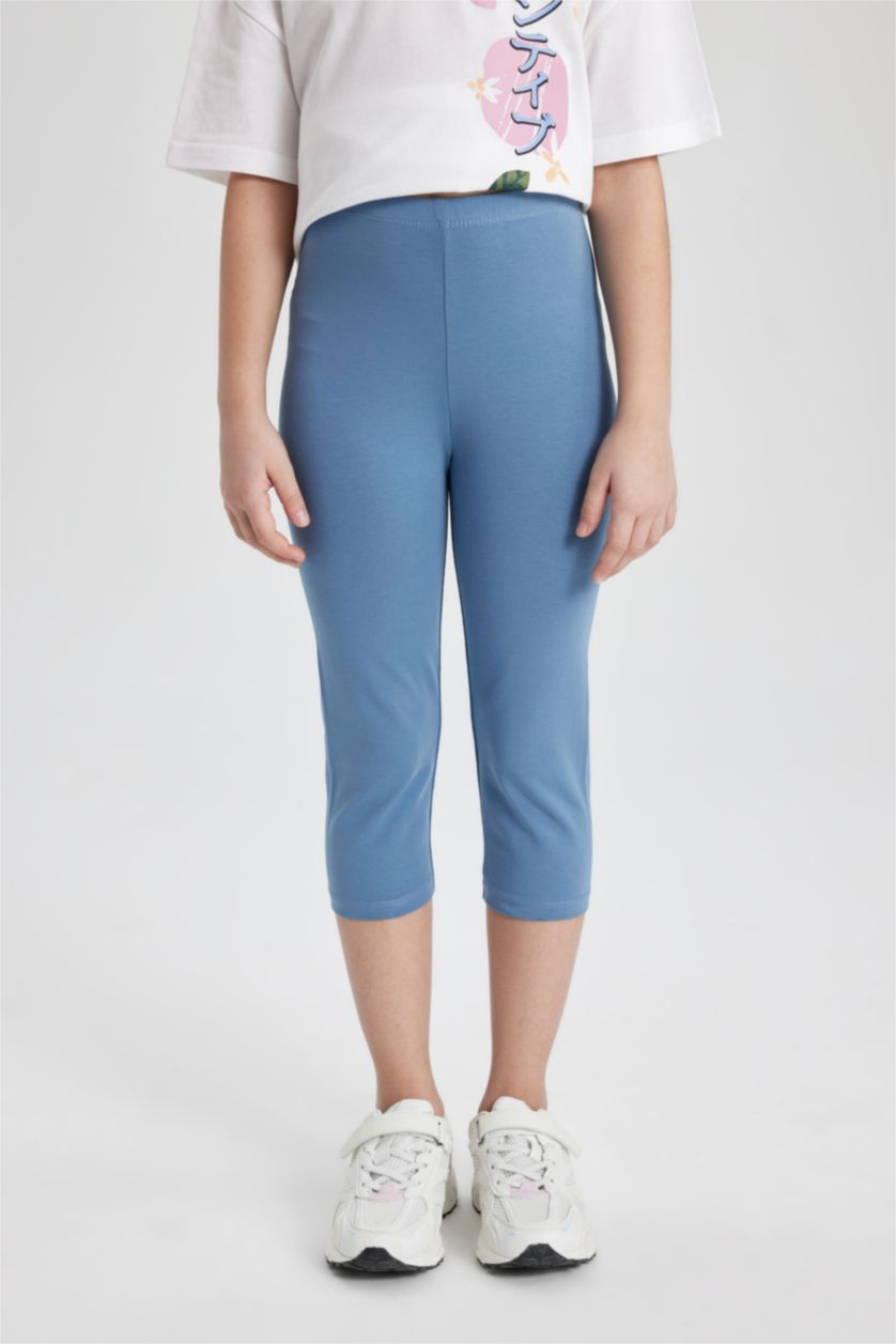 GIRLS & TEENS Blue Girl Capri Length Leggings