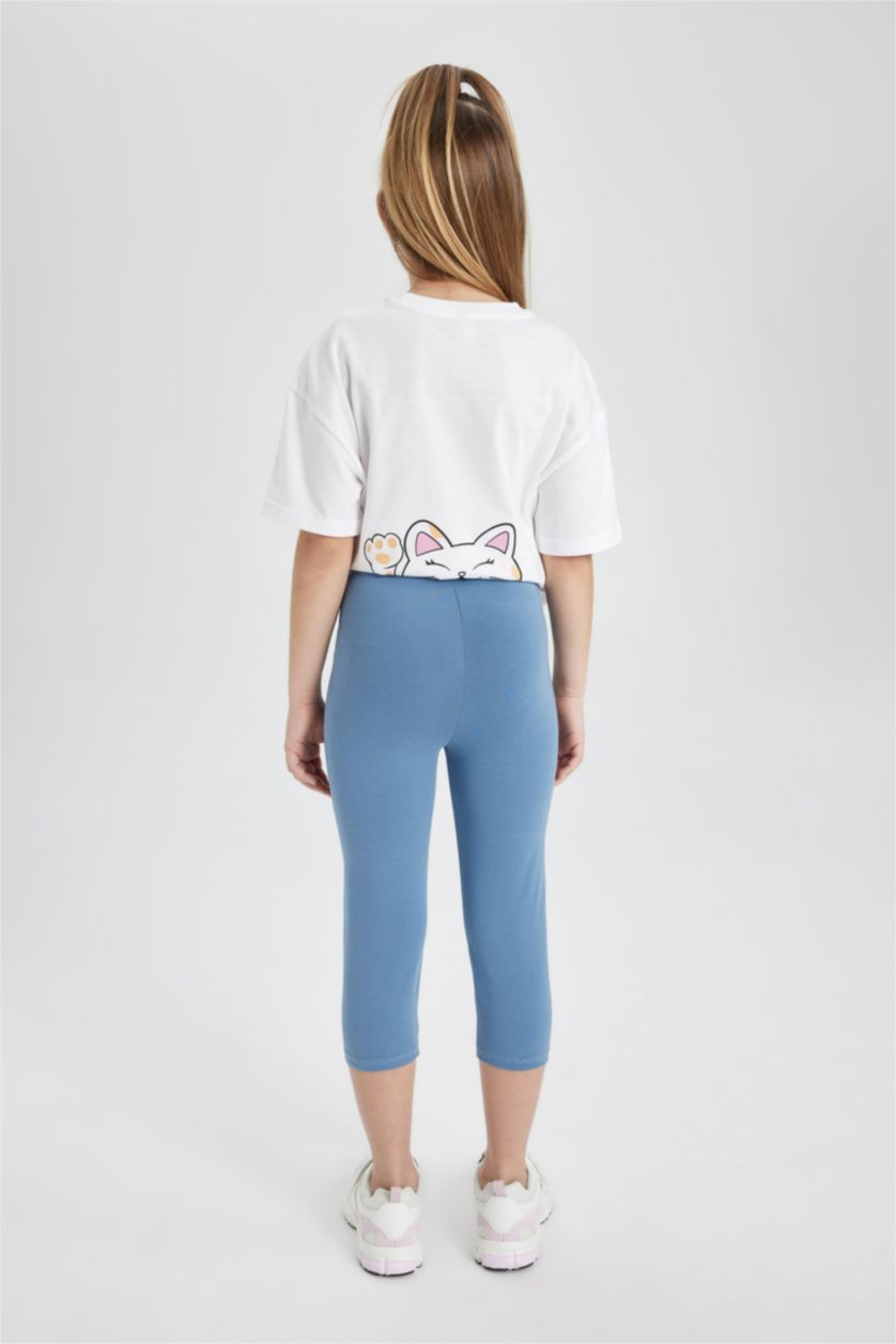 GIRLS & TEENS Blue Girl Capri Length Leggings