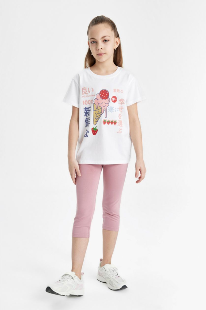 FILLES Bordeaux Foncé Legging Midi Basique pour Fille