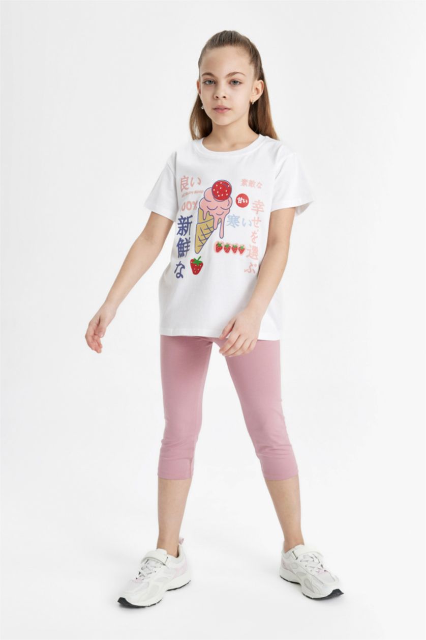 FILLES Bordeaux Foncé Legging Midi Basique pour Fille