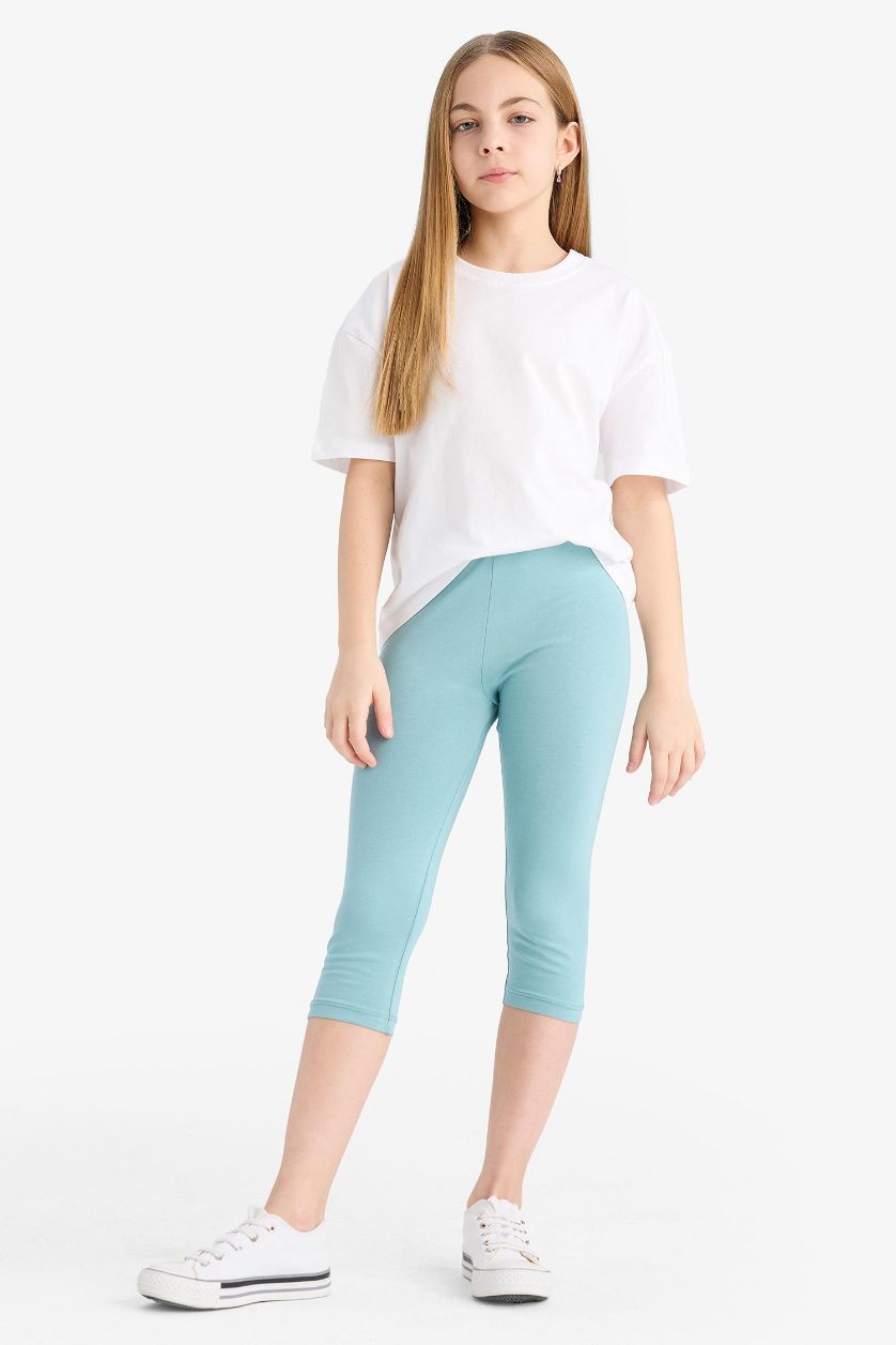 Kız Çocuk - Genç Kız Mat Yeşil Midi Tayt Kız Çocuk