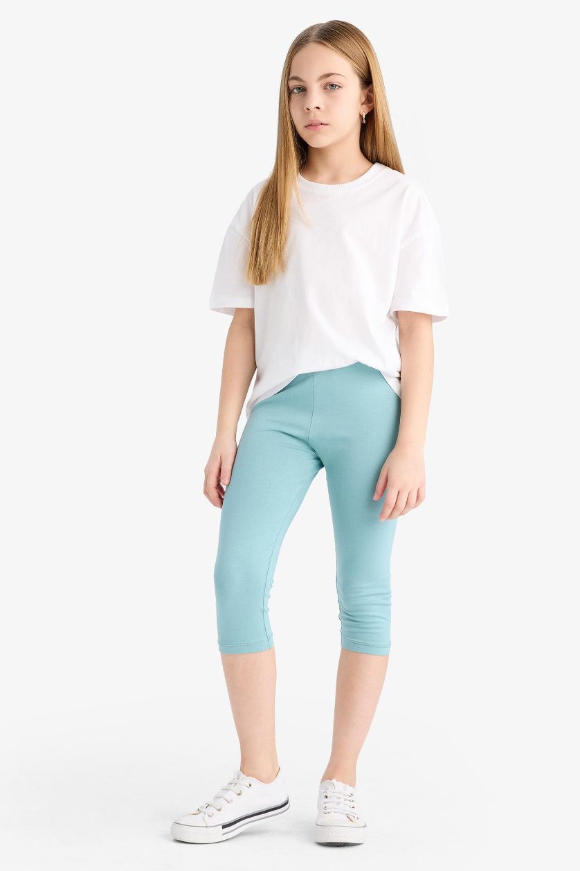 Kız Çocuk - Genç Kız Mat Yeşil Midi Tayt Kız Çocuk