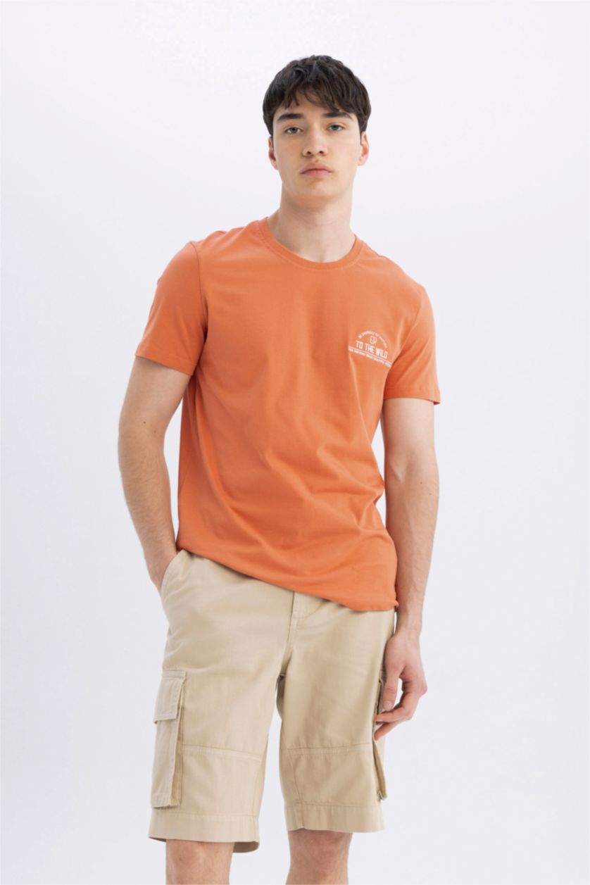 HOMME Beige Short Bermuda en Gabardine Coupe Relax