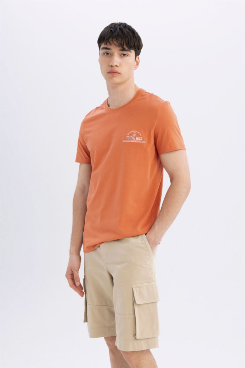 HOMME Beige Short Bermuda en Gabardine Coupe Relax
