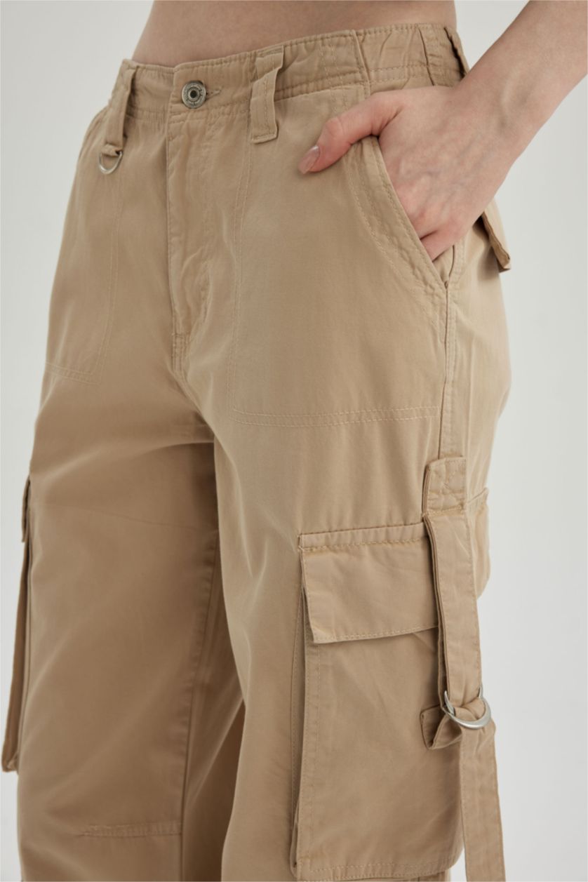 نساء اللون الحجري بنطرون كارجو برجل واسع وايد ليج