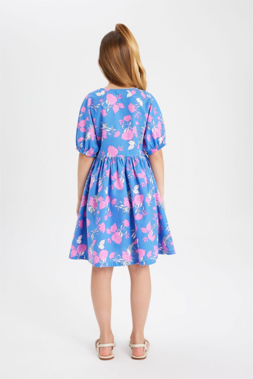 GIRLS & TEENS Light Royal Regular Fit Short Sleeve Woven Dress