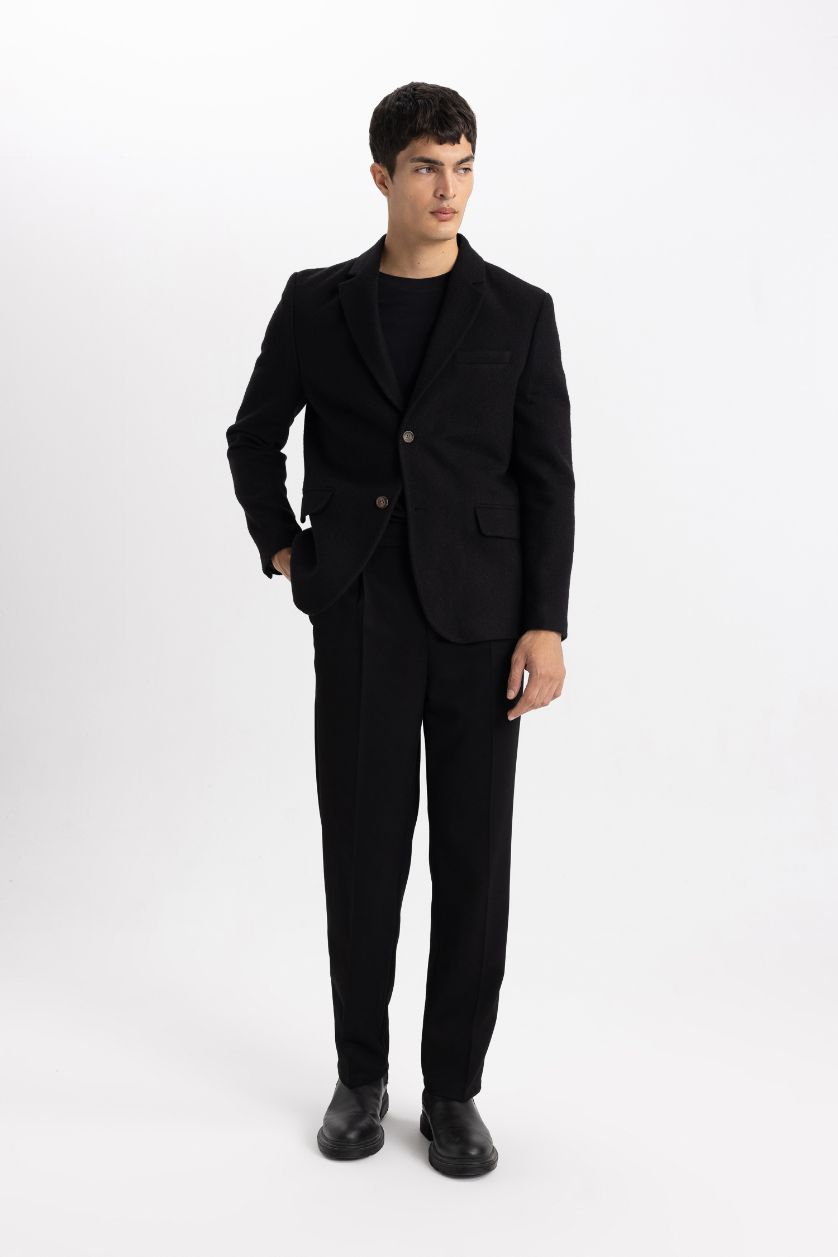 رجالي أسود بليزر مودرن فيت بياقة جاكيت