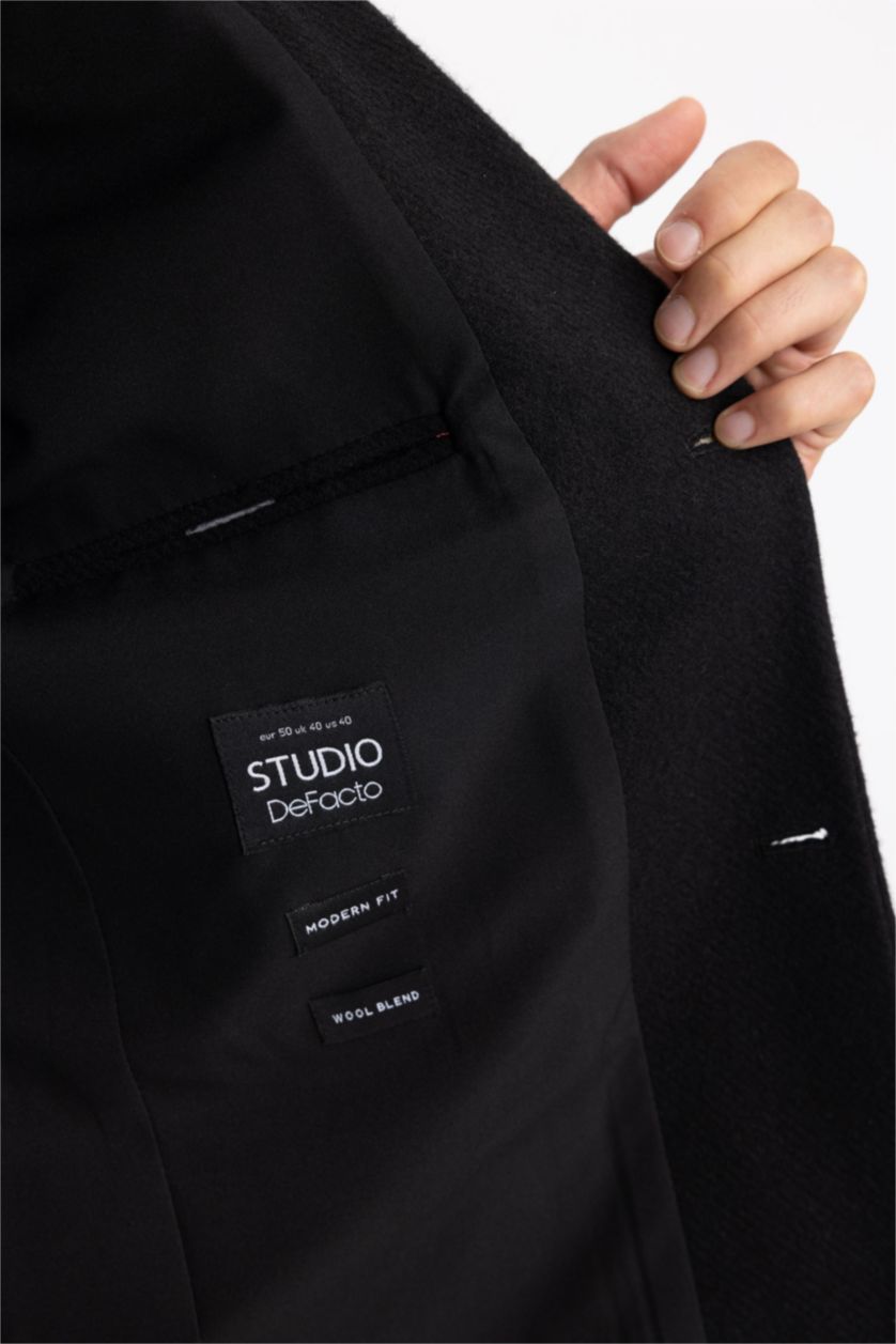 رجالي أسود بليزر مودرن فيت بياقة جاكيت